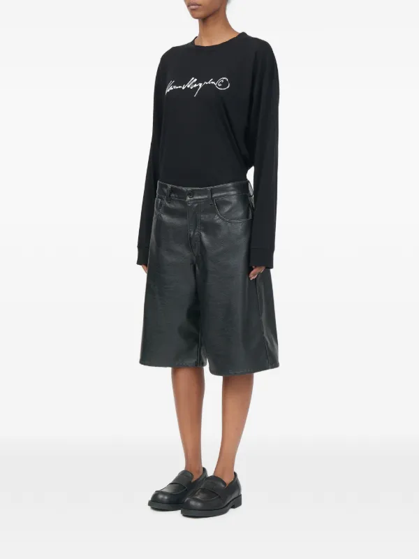 MM6 Maison Margiela faux-leather knee-length Shorts | Black