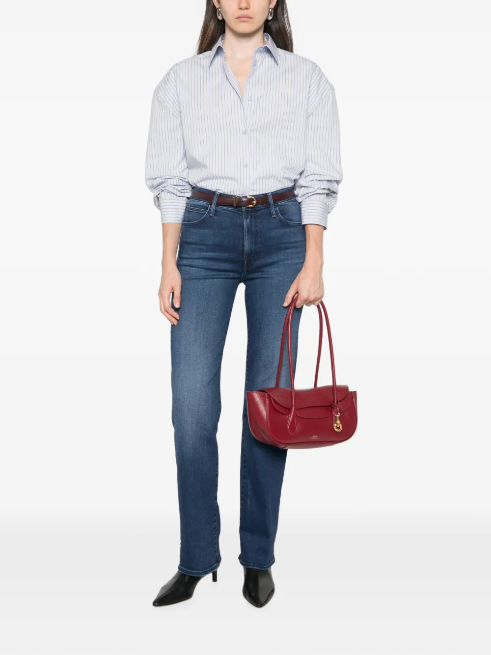 MOTHER Kick It straight jeans met rits Blauw