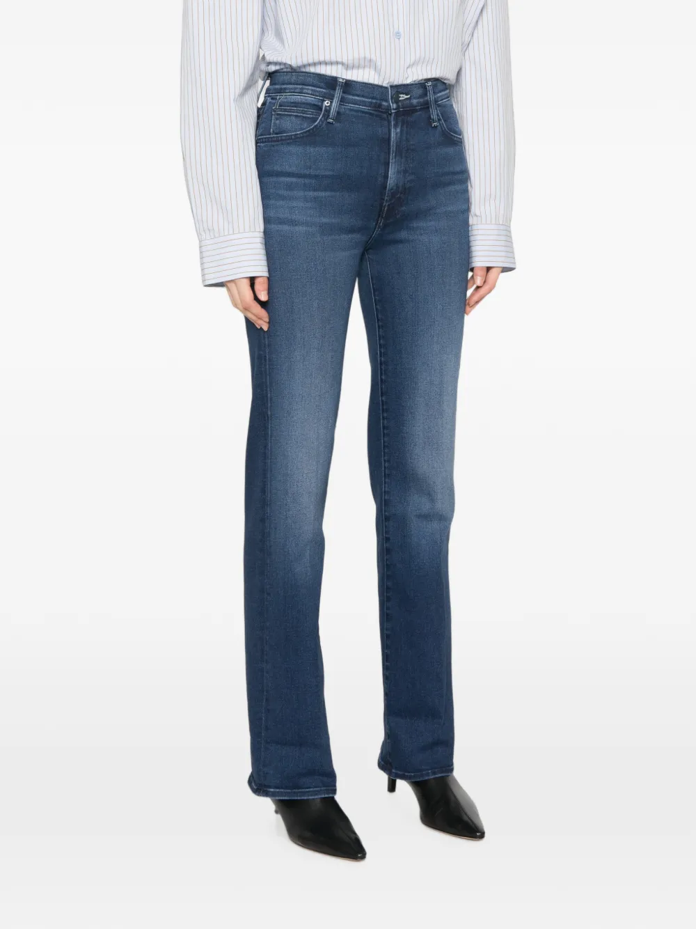 MOTHER Kick It straight jeans met rits Blauw