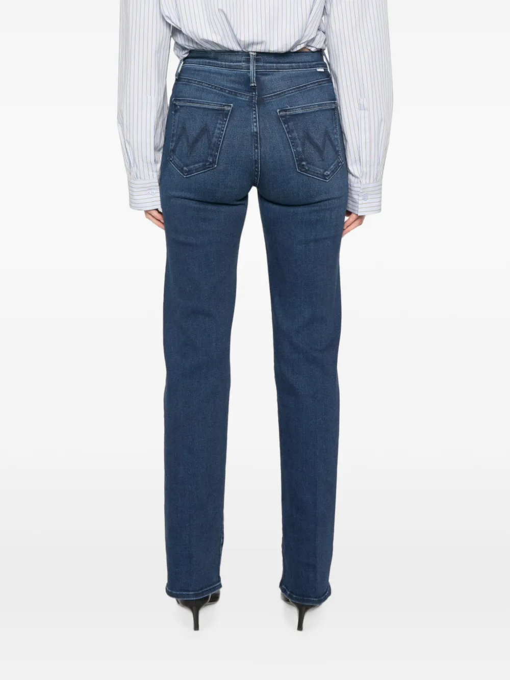 MOTHER Kick It straight jeans met rits Blauw