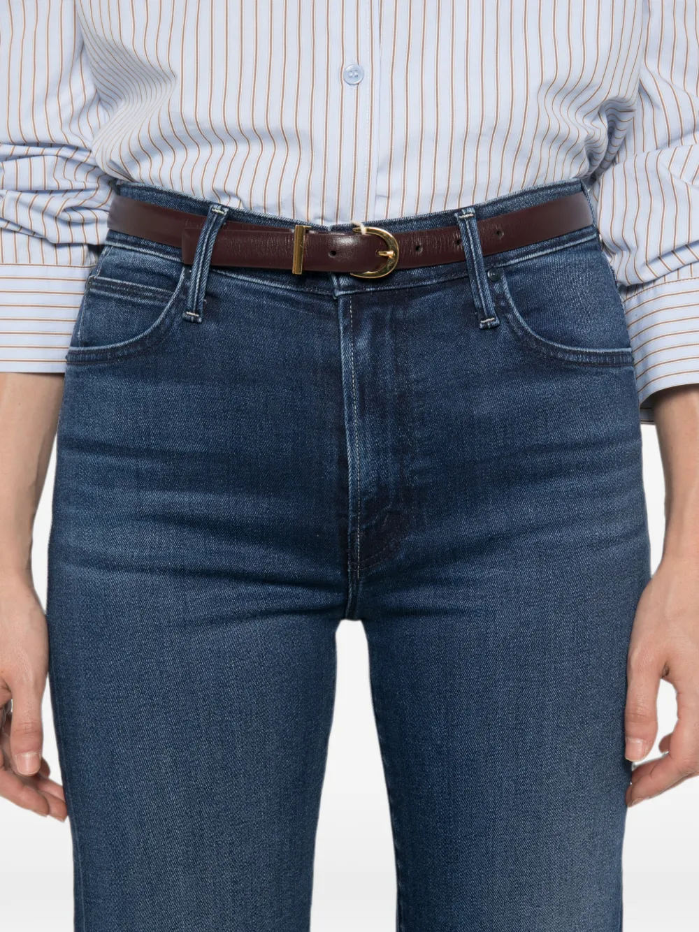 MOTHER Kick It straight jeans met rits Blauw