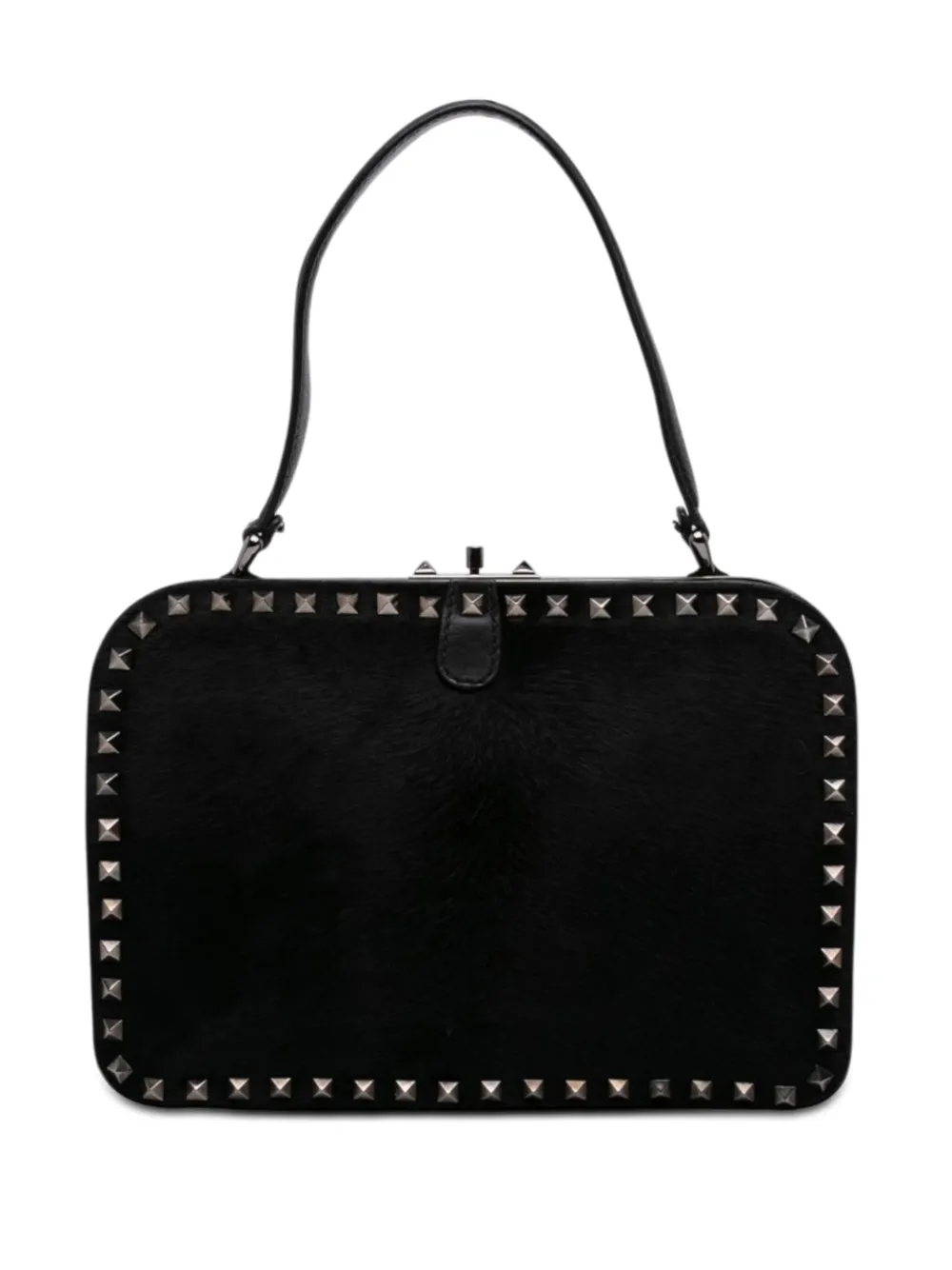 Valentino Garavani Pre-Owned 2018-2026 Pony Hair Rockstud Top Handle Bag handbag - Nero