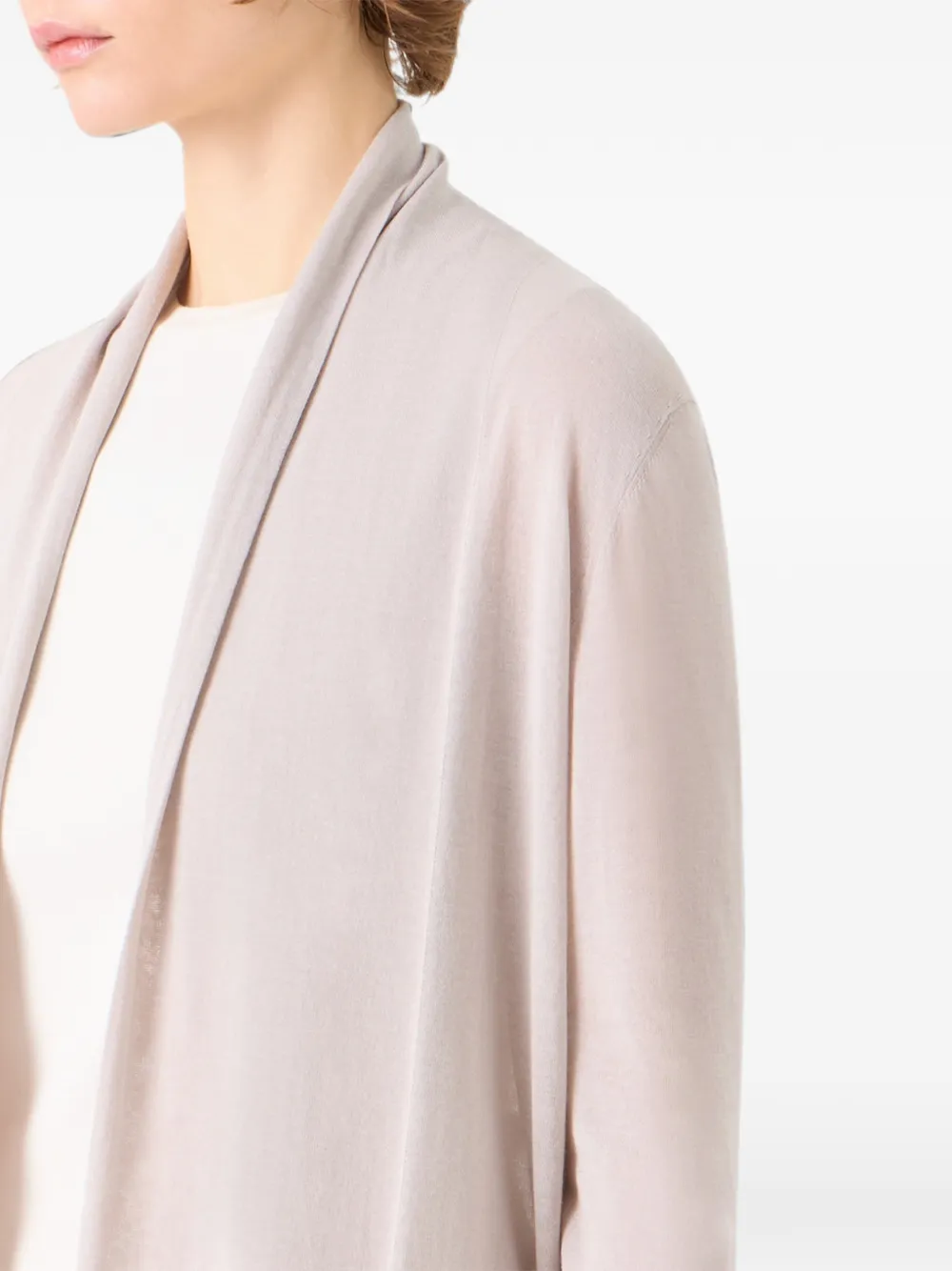 Akris Vest van zijdeblend met sjaalkraag Beige