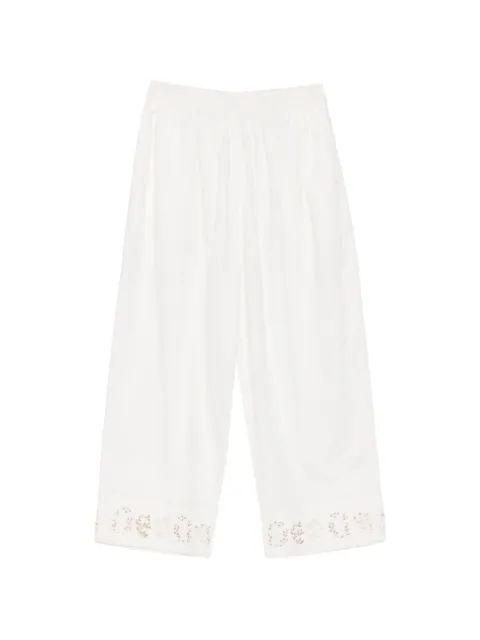 Aodress embroidered-hem cropped trousers