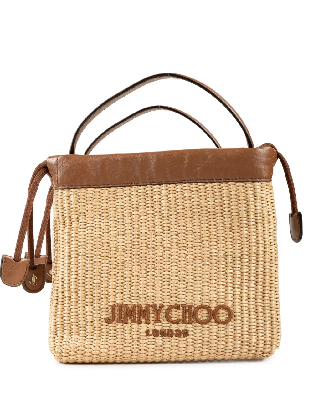 Jimmy Choo woven leather-trim mini bag - Toni neutri