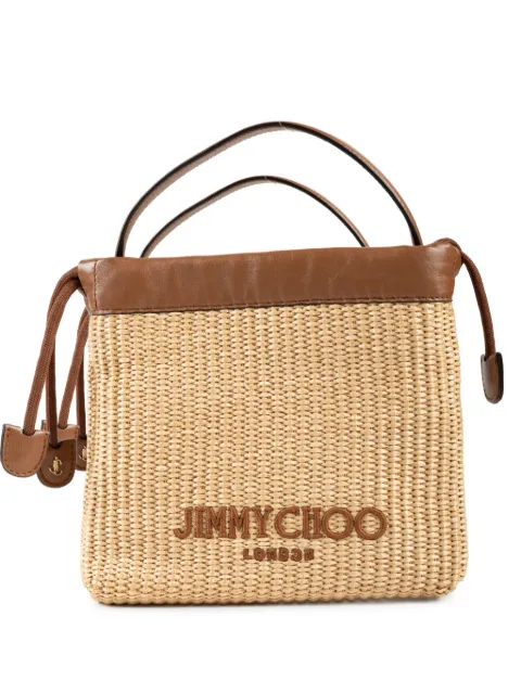 woven leather-trim mini bag