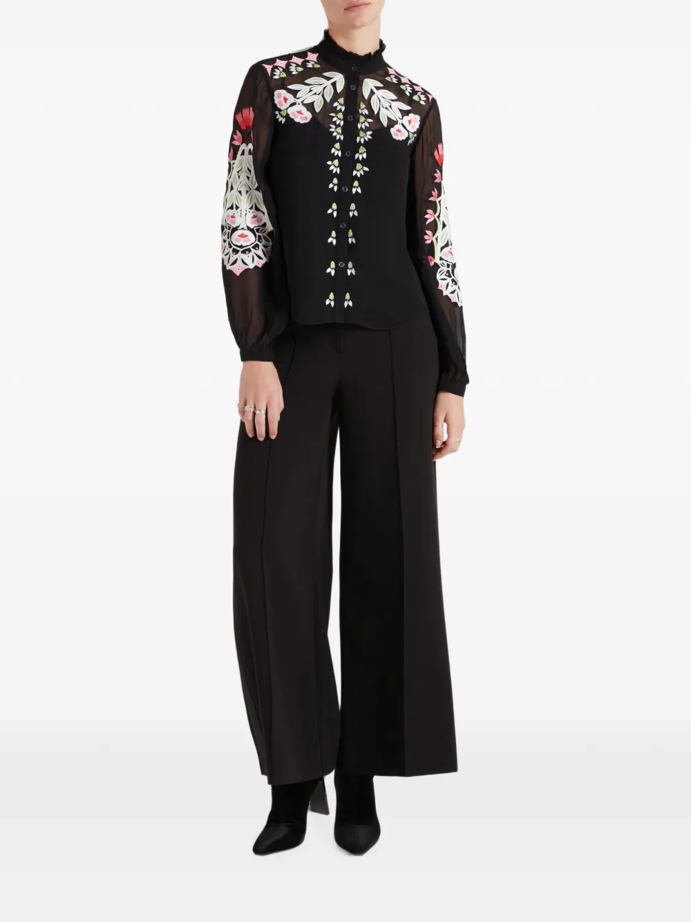 Temperley London Rosalba blouse met geborduurde bloemen Zwart