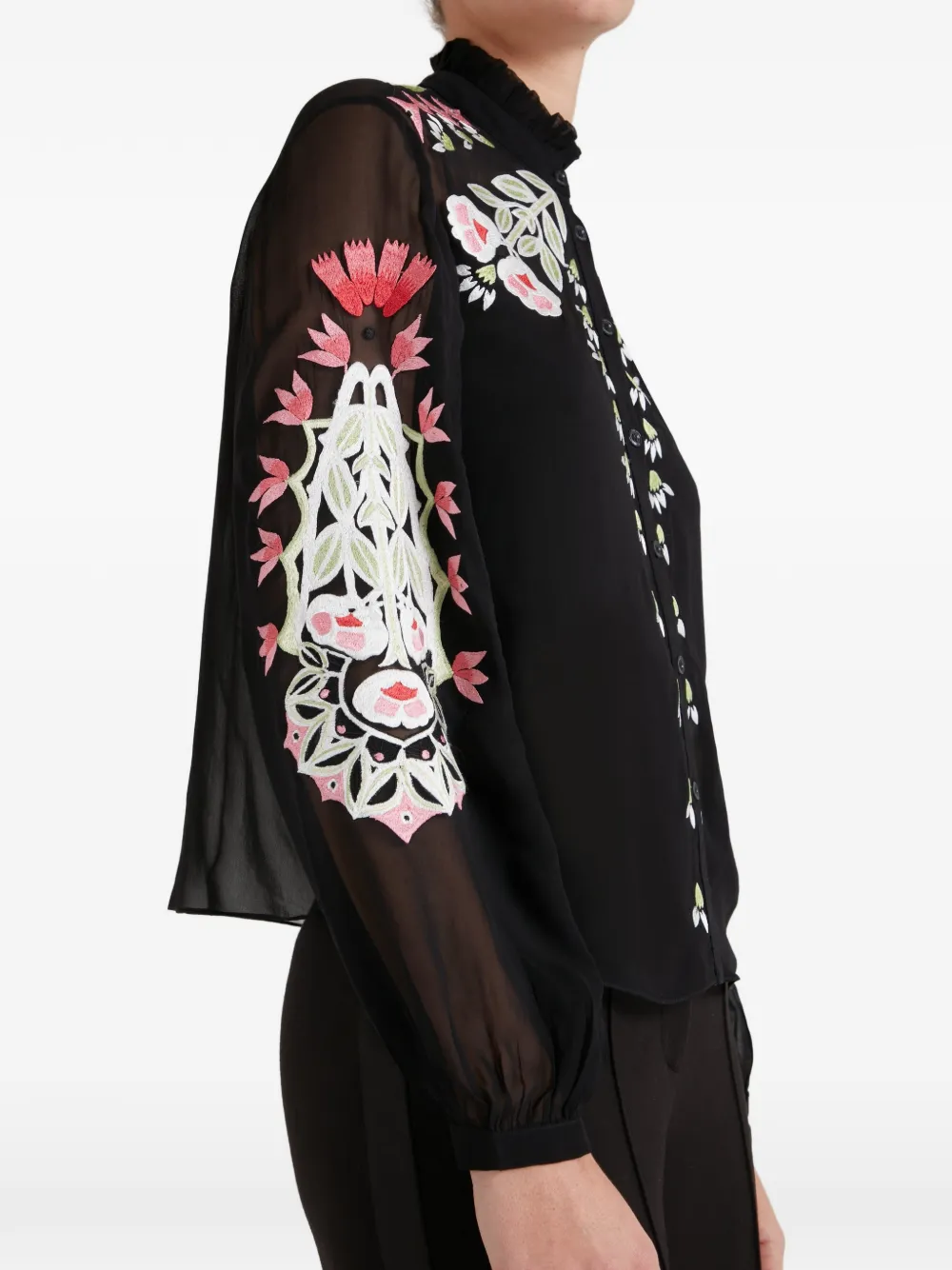 Temperley London Rosalba blouse met geborduurde bloemen Zwart