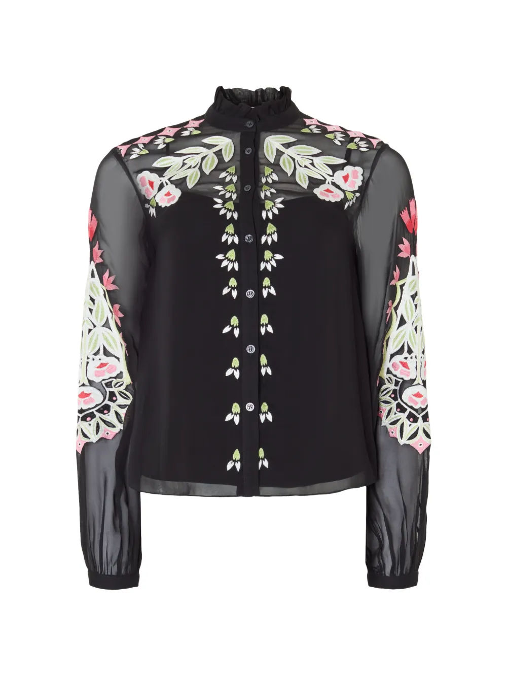 Temperley London Rosalba floral-embroidered shirt - Black