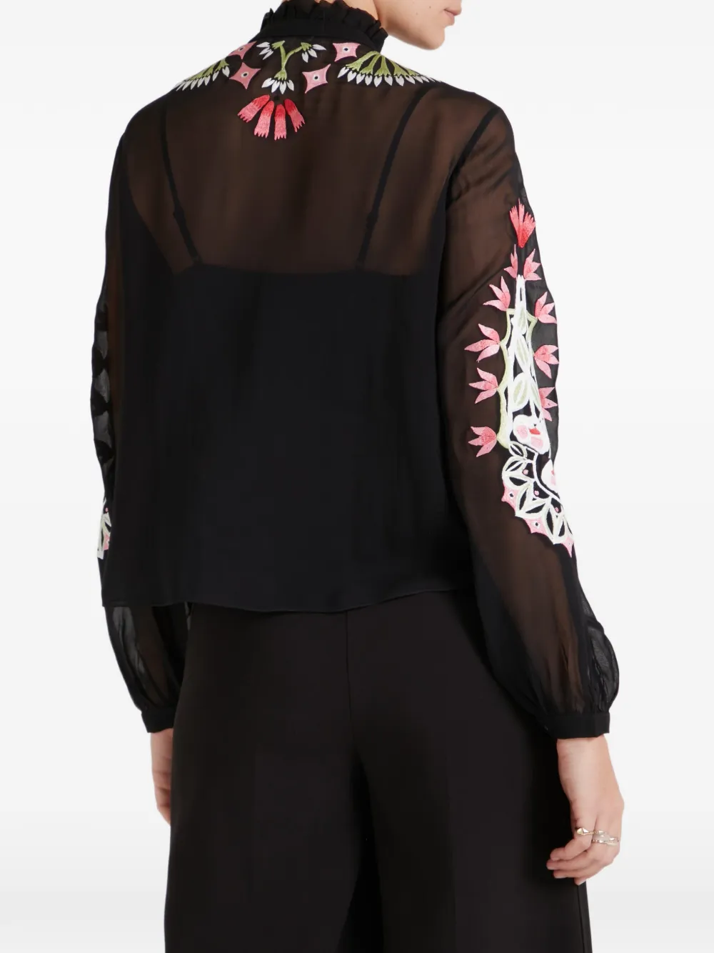 Temperley London Rosalba blouse met geborduurde bloemen Zwart