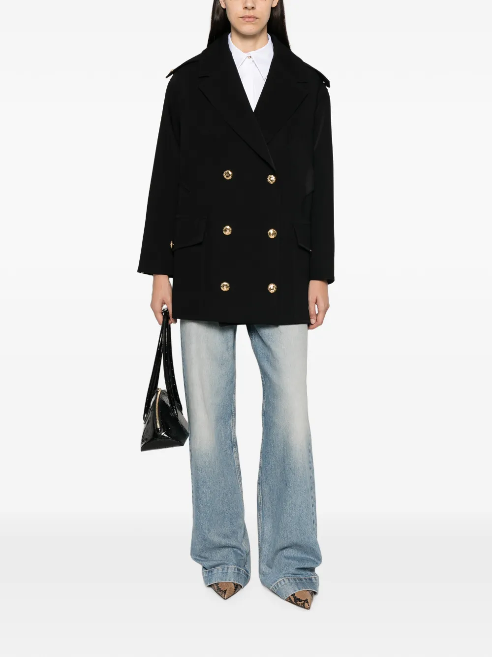 Elisabetta Franchi Jas met dubbele rij knopen Zwart