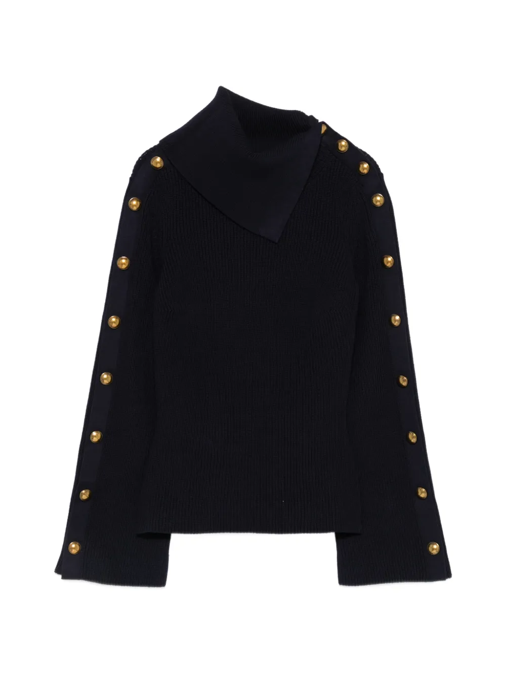 Elisabetta Franchi button-embellished ribbed-knit sweater - Blau