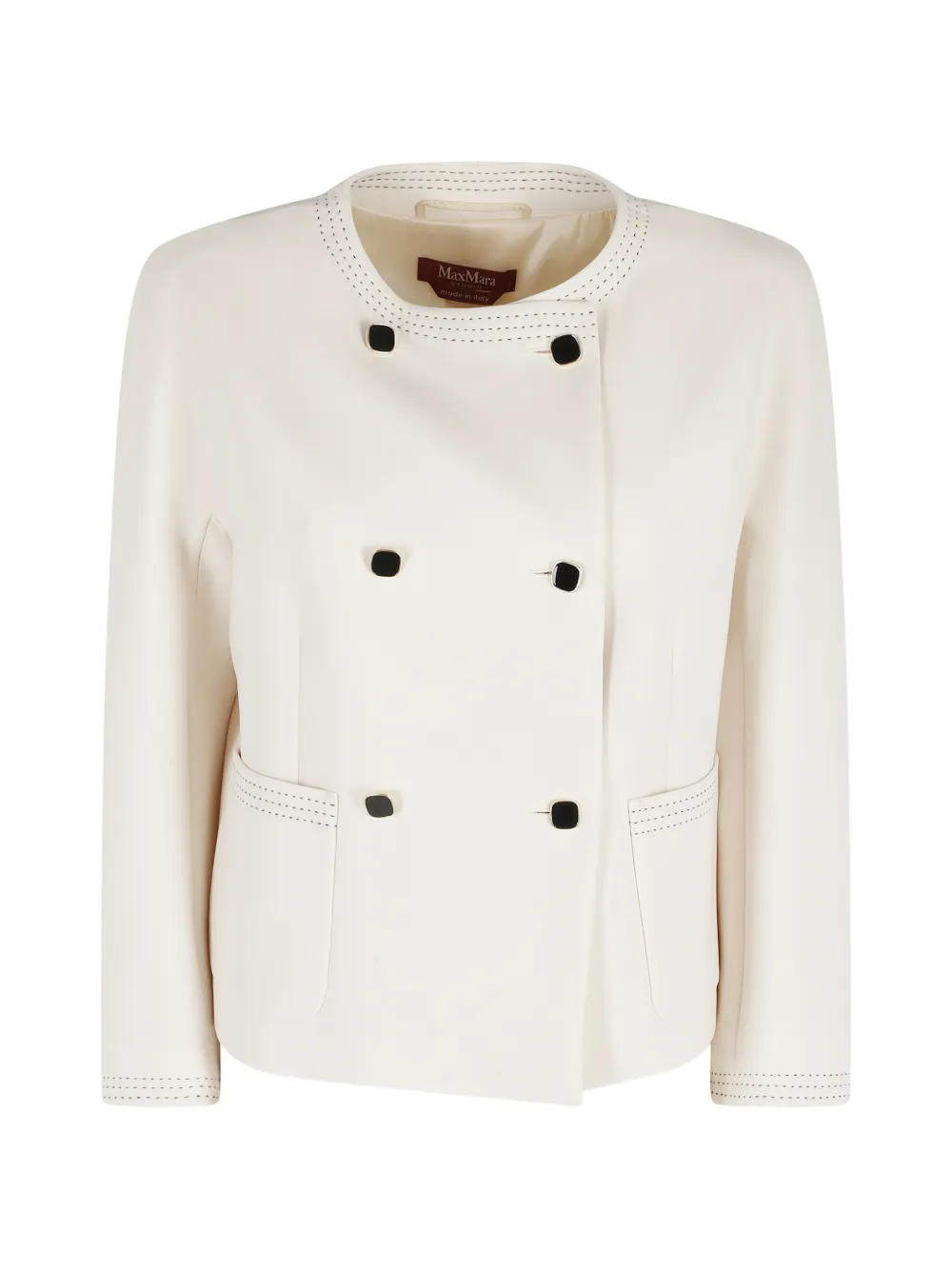 Max Mara double-breasted contrast-stitched jacket - Neutrals