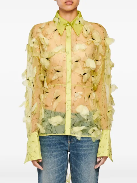 Blumarine camisa manga larga con aplique de mariposa