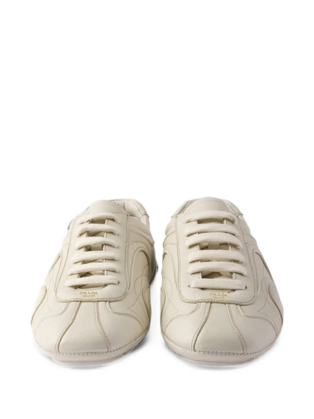 Prada Montecarlo Re-Edition 2005 topstitched leather sneakers Beige