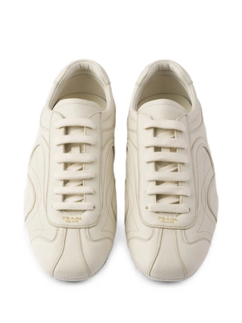 Prada Montecarlo Re-Edition 2005 topstitched leather sneakers Beige