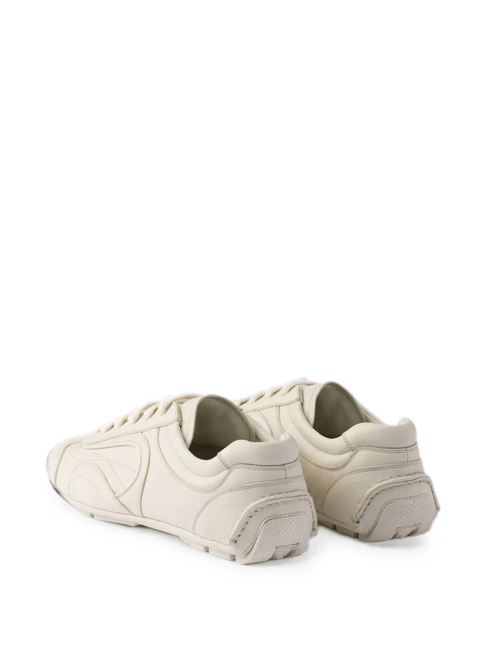 Prada Montecarlo Re-Edition 2005 topstitched leather sneakers Beige