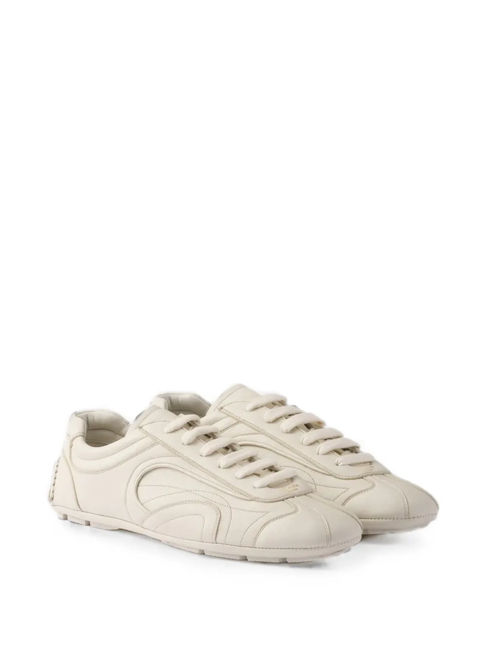 Prada Montecarlo Re-Edition 2005 topstitched leather sneakers Beige