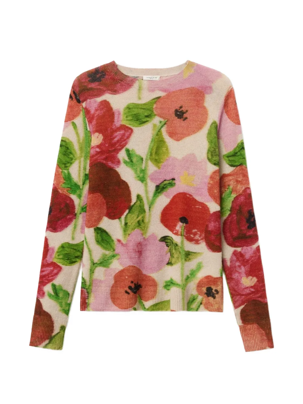 Lafayette 148 floral-print crew-neck sweater - Neutrals
