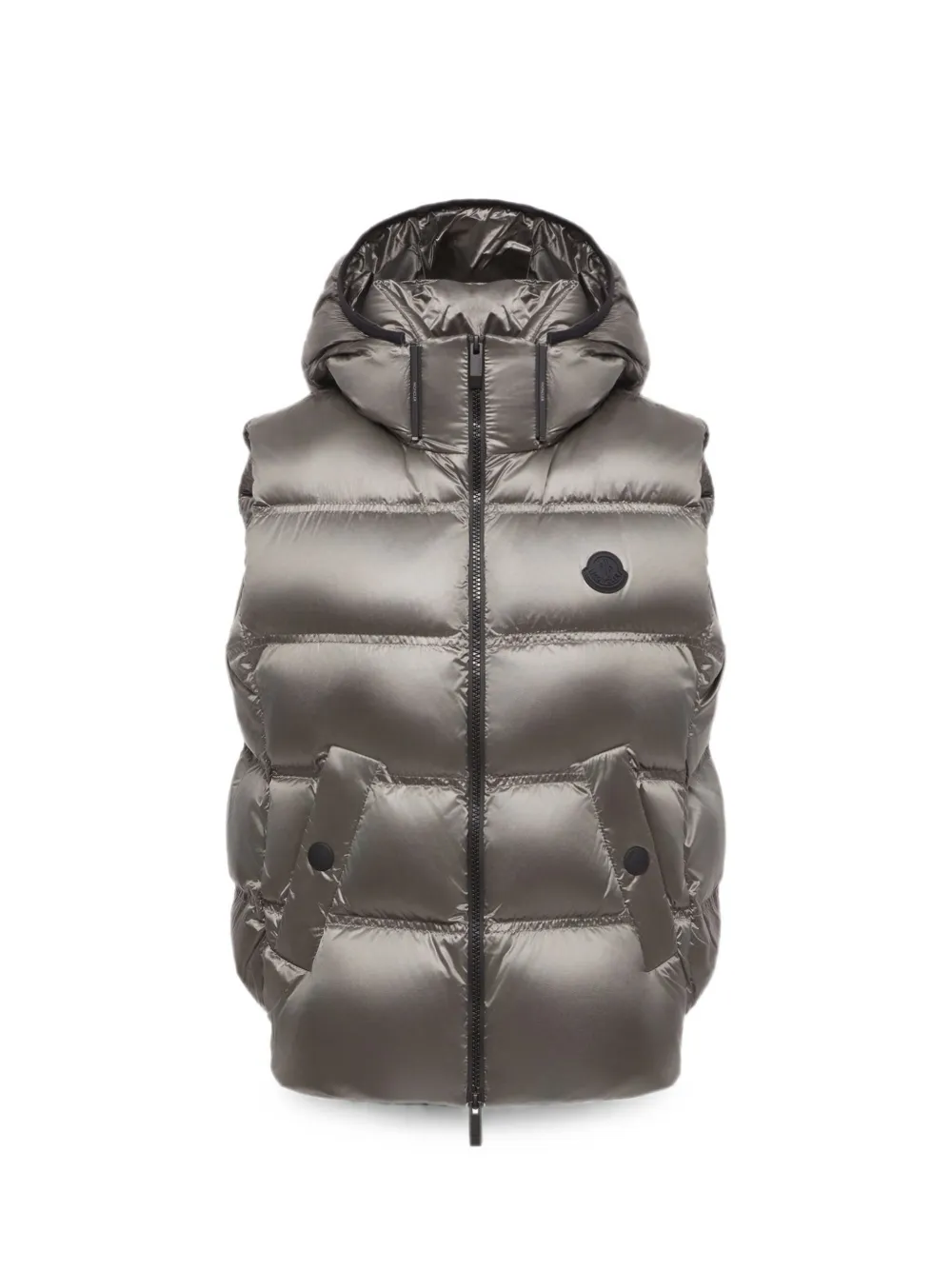 Moncler Fluidite bodywarmer met capuchon Zilver