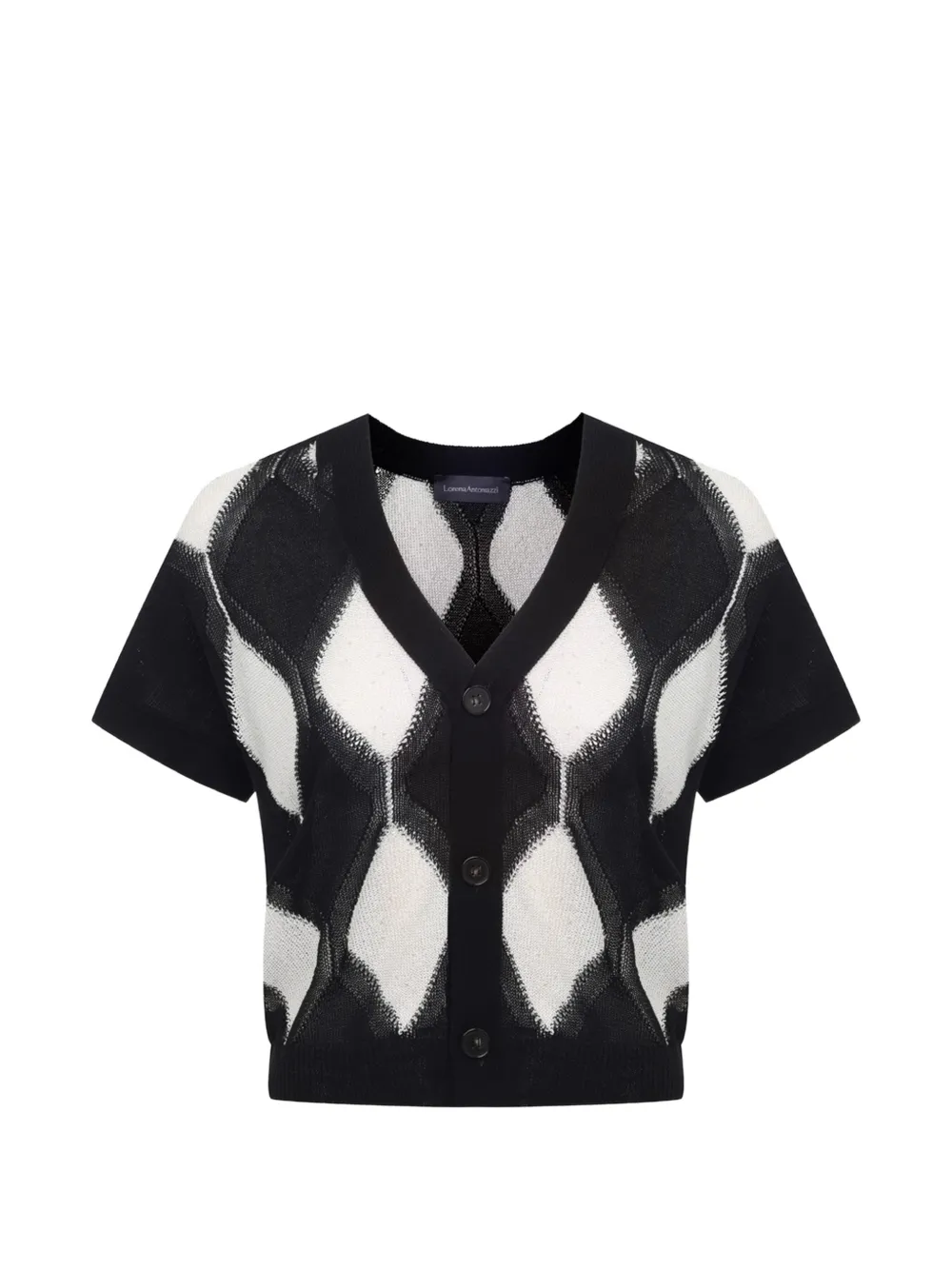Lorena Antoniazzi argyle-knit short-sleeve cardigan - Nero