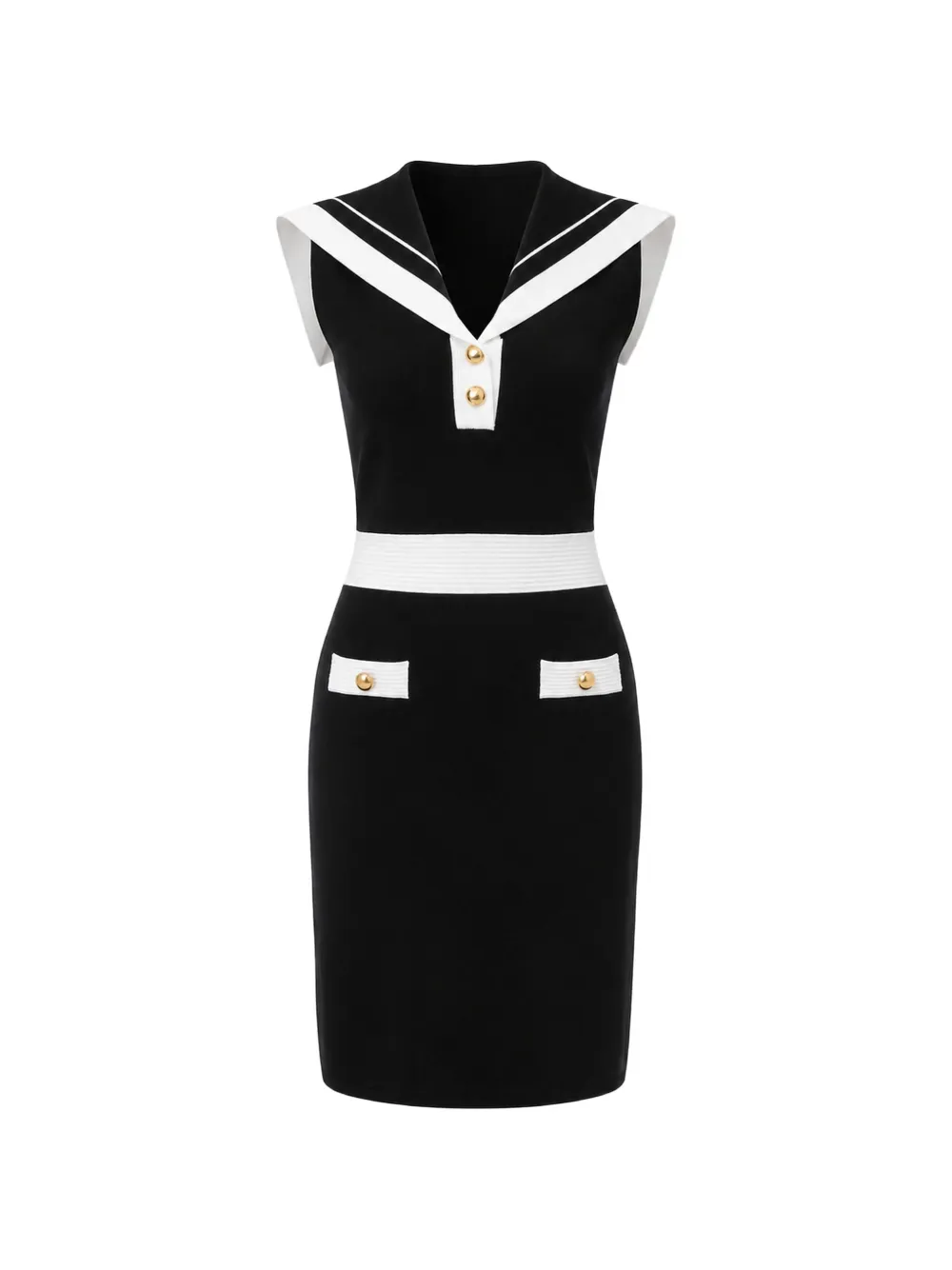 Karl Lagerfeld sailor-collar contrast-trim mini dress - Black