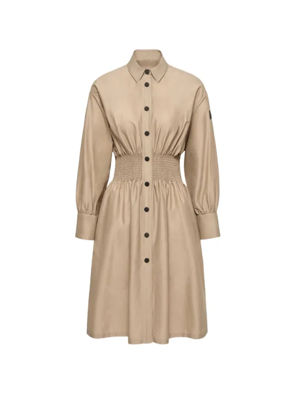 Moncler Cotton Nylon Shirt Dress in Neutrals
