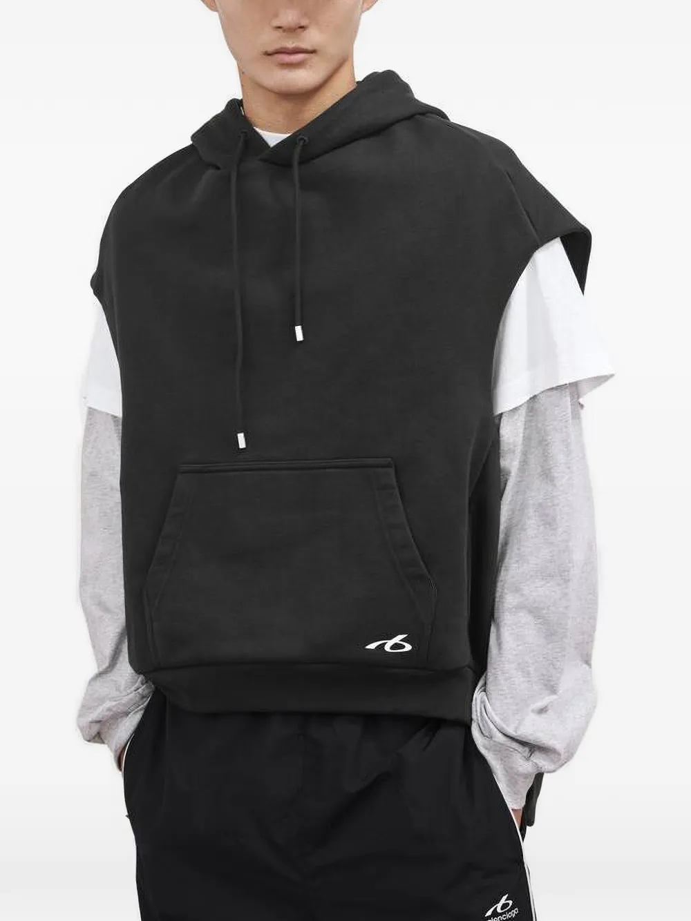 Balenciaga Mouwloze regular-fit hoodie Zwart