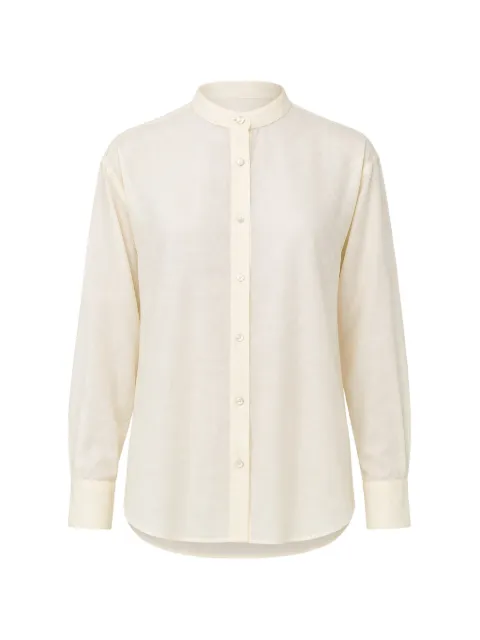 120% Lino camisa con cuello mao