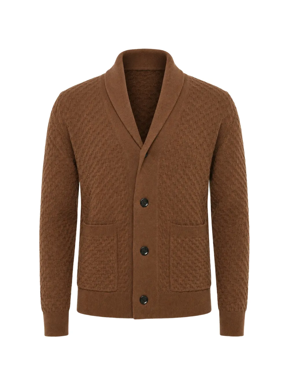 Paolo Pecora shawl-collar waffle-knit cardigan - Brown