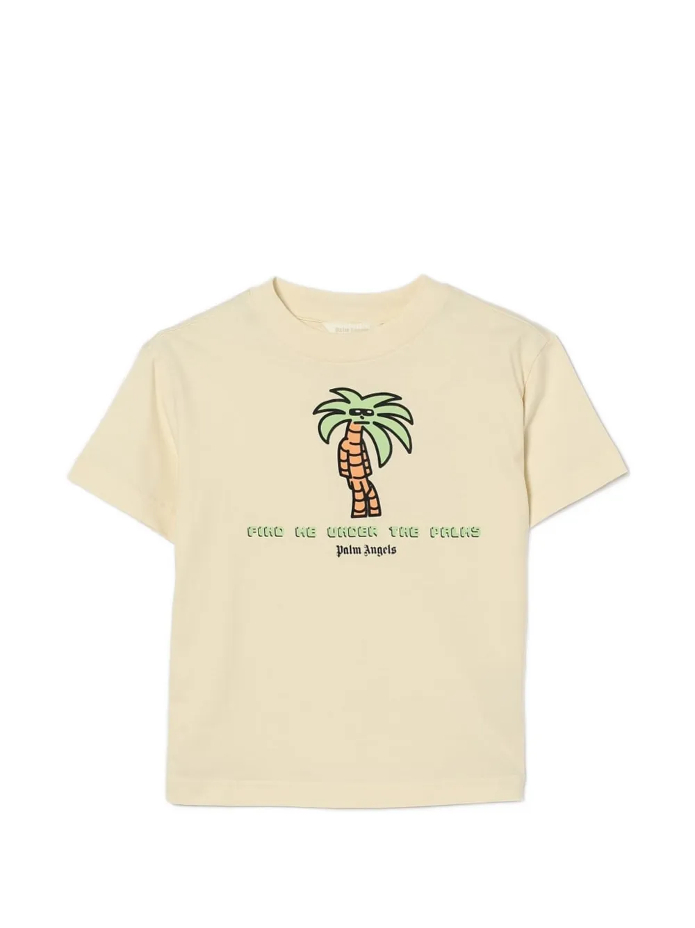 Palm Angels Kids palm-tree-print T-shirt - Toni neutri