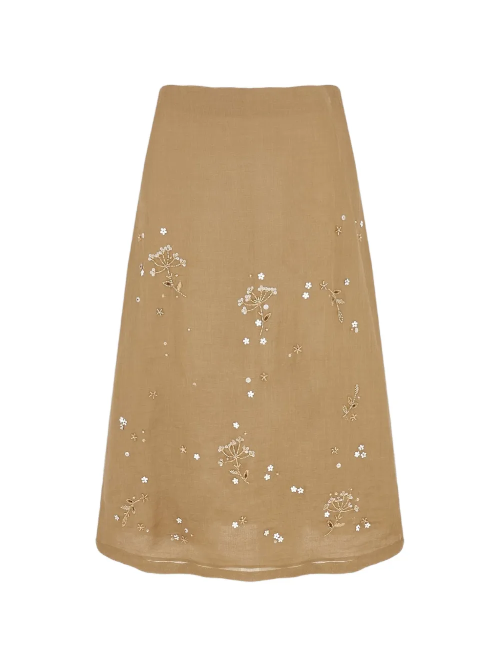 Lorena Antoniazzi embroidered elasticated-waist midi skirt - Nude