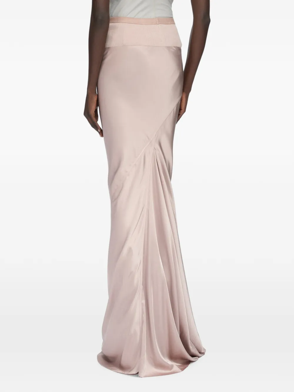 Rick Owens Coda maxi-rok met geribbelde tailleband en satijnen afwerking Roze