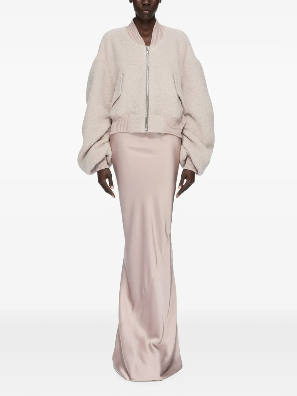 Rick Owens Coda maxi-rok met geribbelde tailleband en satijnen afwerking Roze