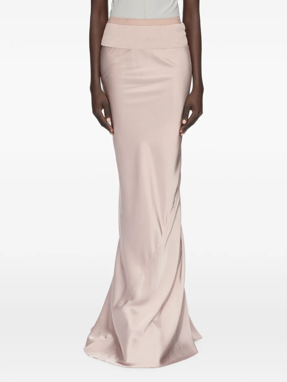 Rick Owens Coda maxi-rok met geribbelde tailleband en satijnen afwerking Roze