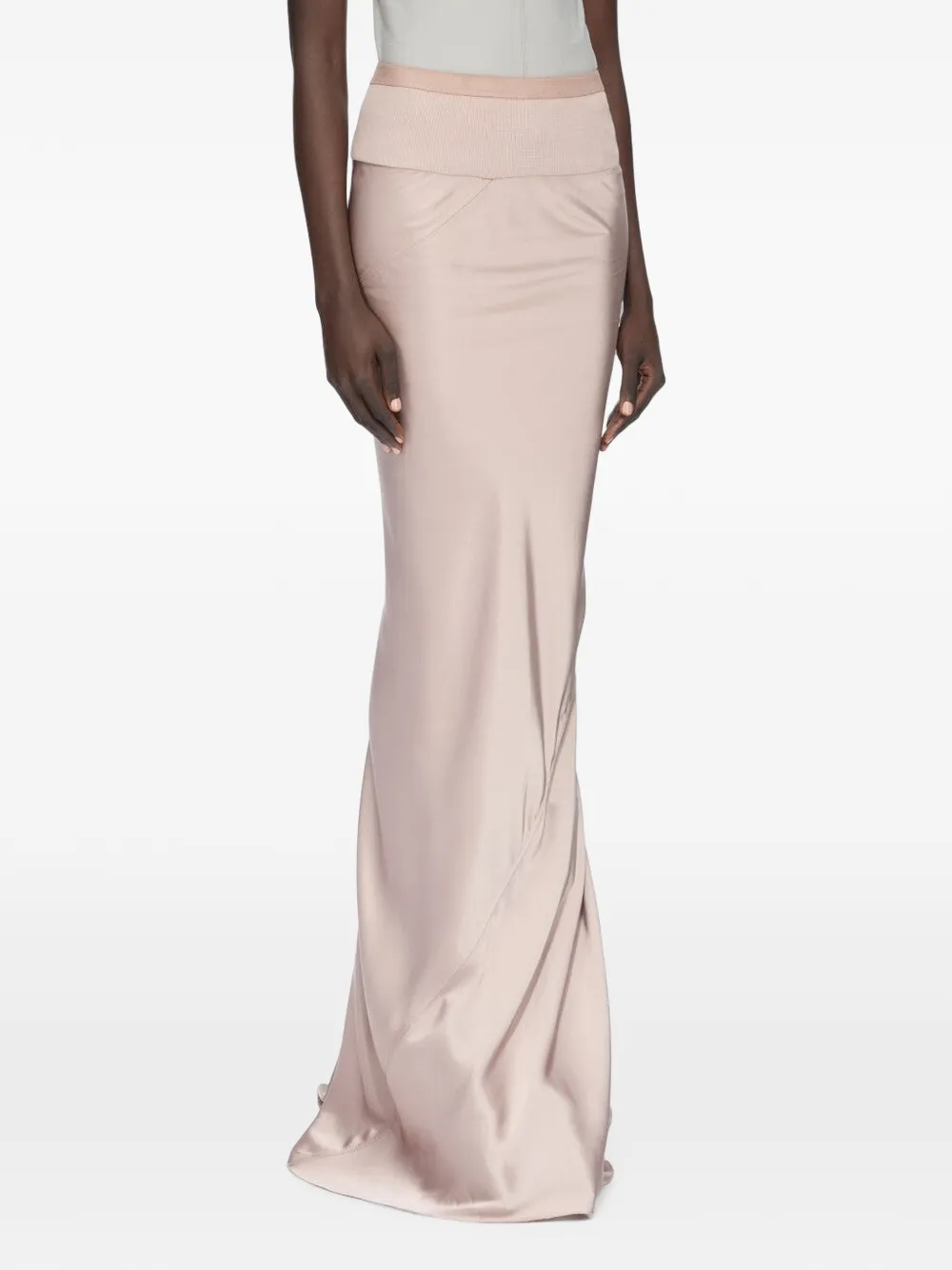 Rick Owens Coda maxi-rok met geribbelde tailleband en satijnen afwerking Roze