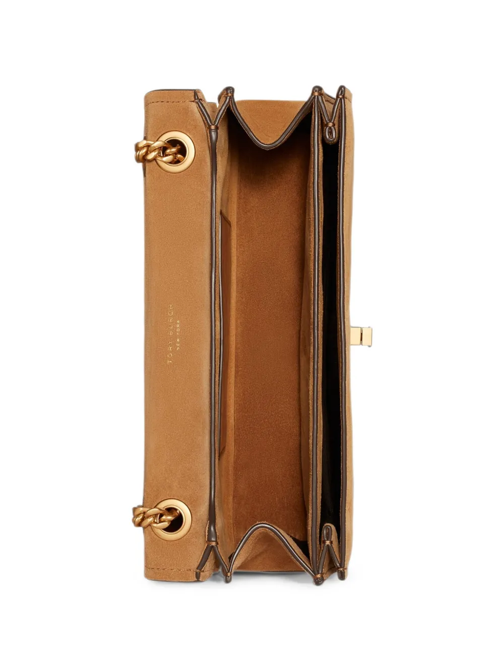 Tory Burch KIRA suède schoudertas Bruin
