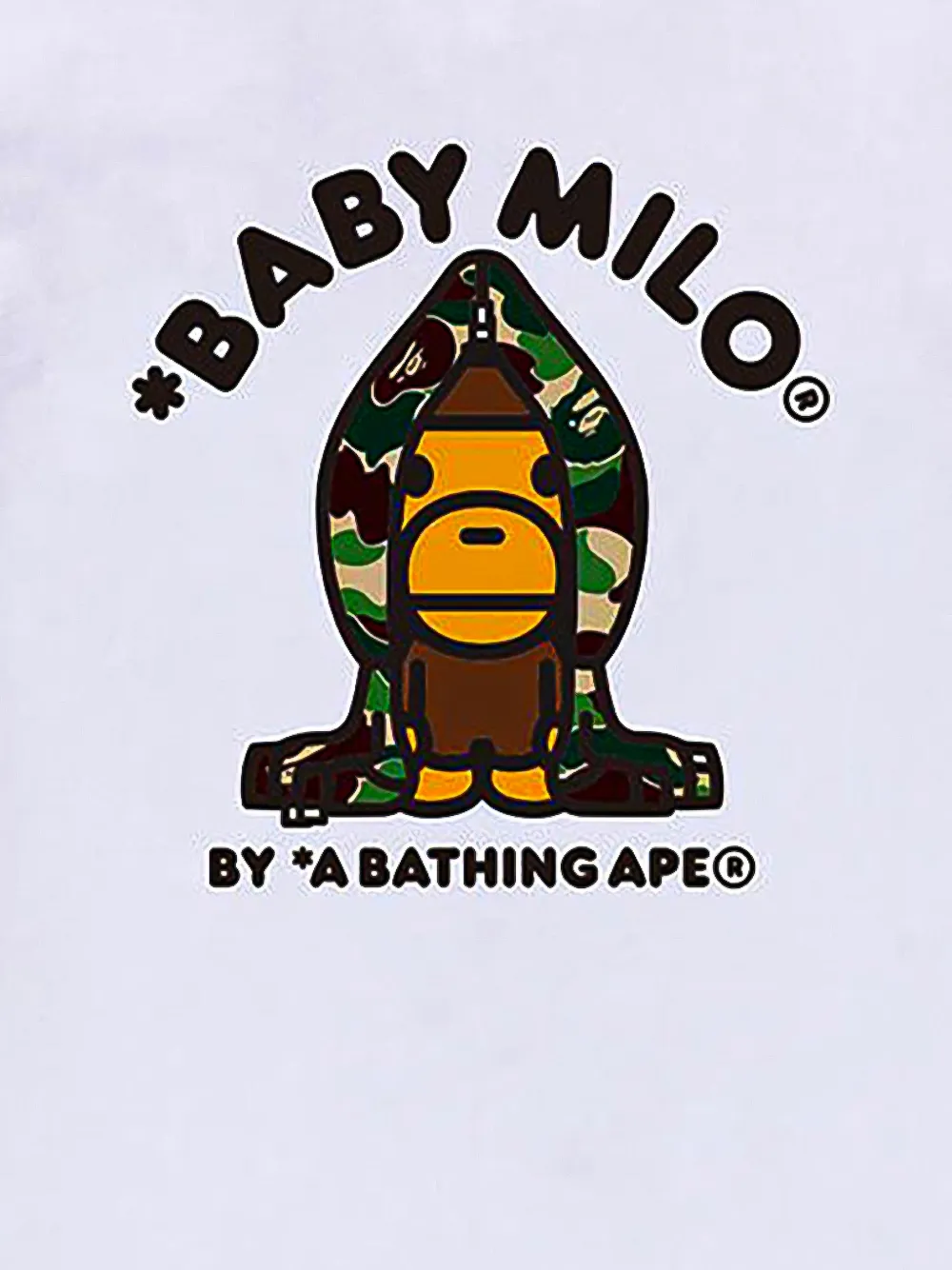 A BATHING APE Baby Milo T-shirt met camouflage-print Wit