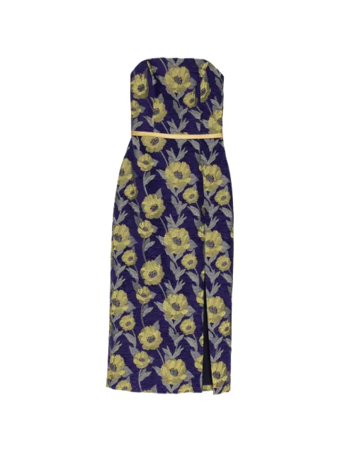 Amsale floral brocade column dress