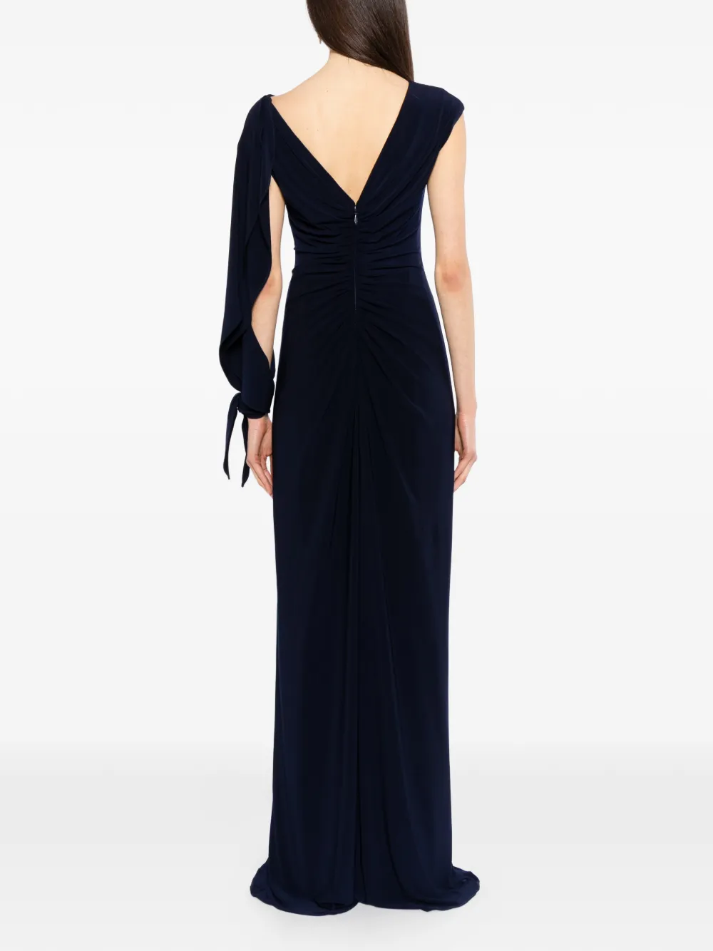 Amsale cap-sleeve jersey gown Blauw