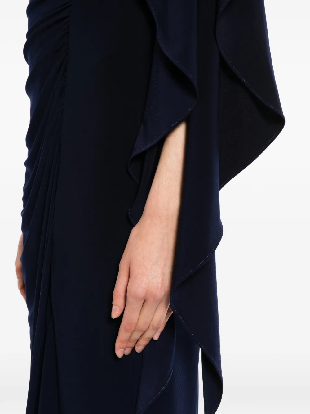 Amsale cap-sleeve jersey gown Blauw