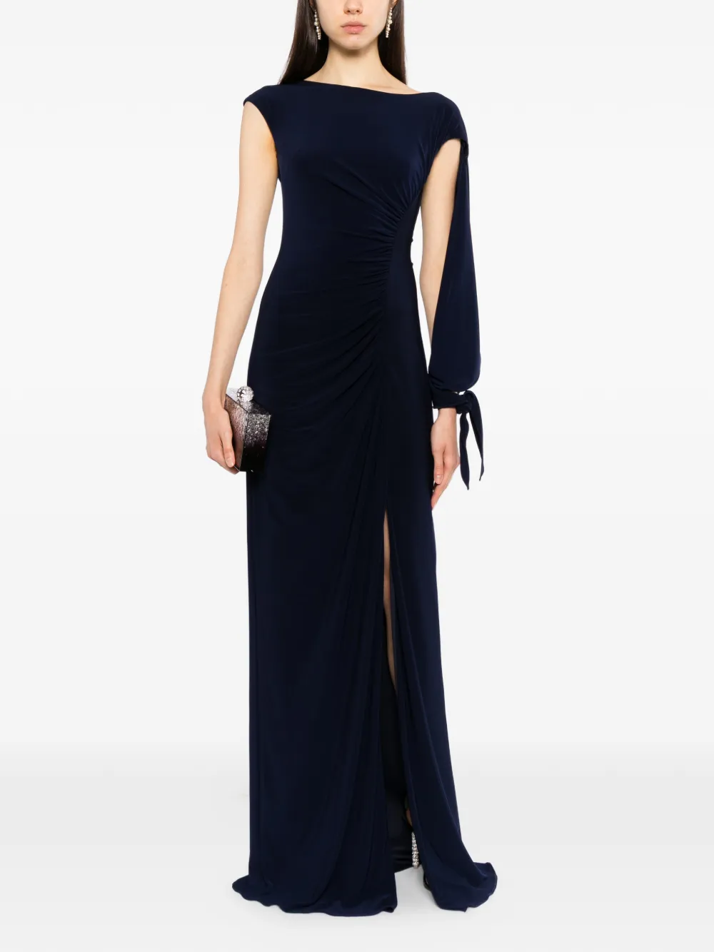 Amsale cap-sleeve jersey gown Blauw