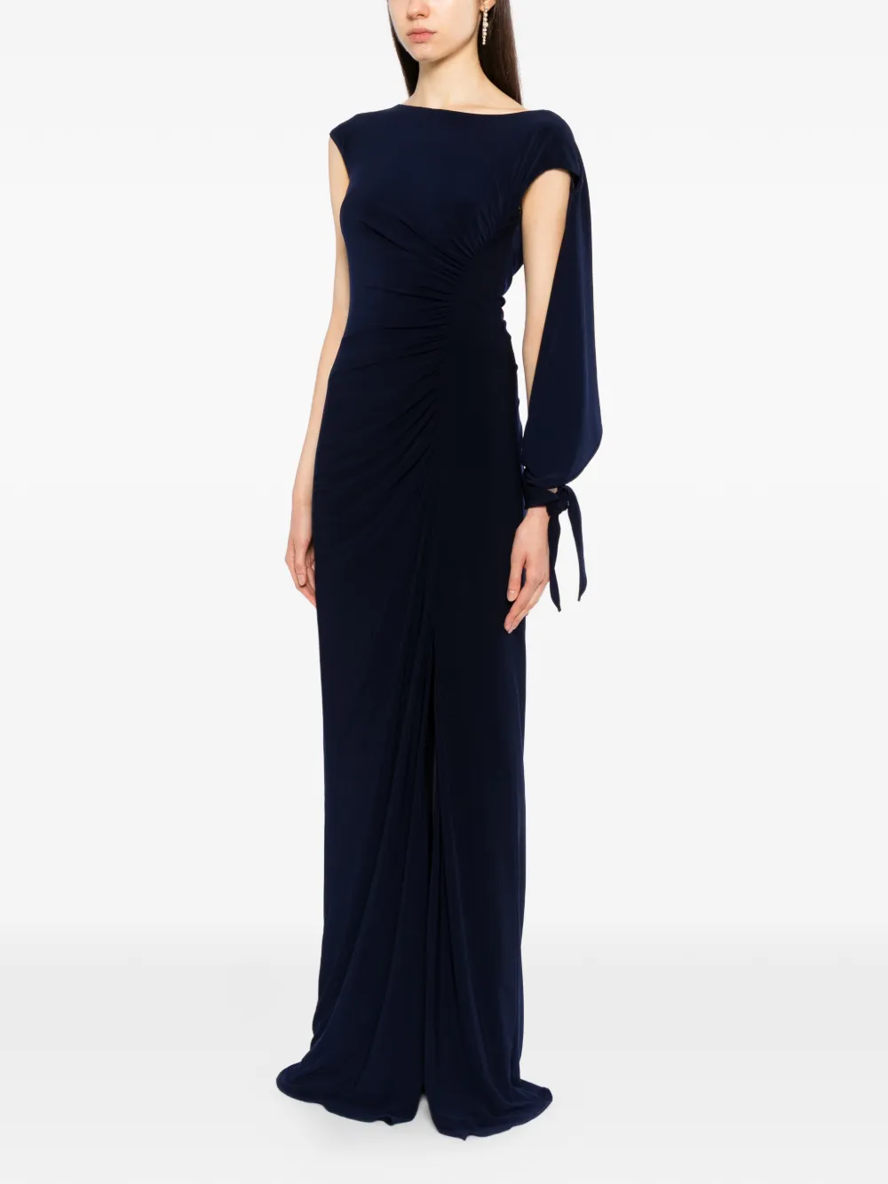Amsale cap-sleeve jersey gown Blauw