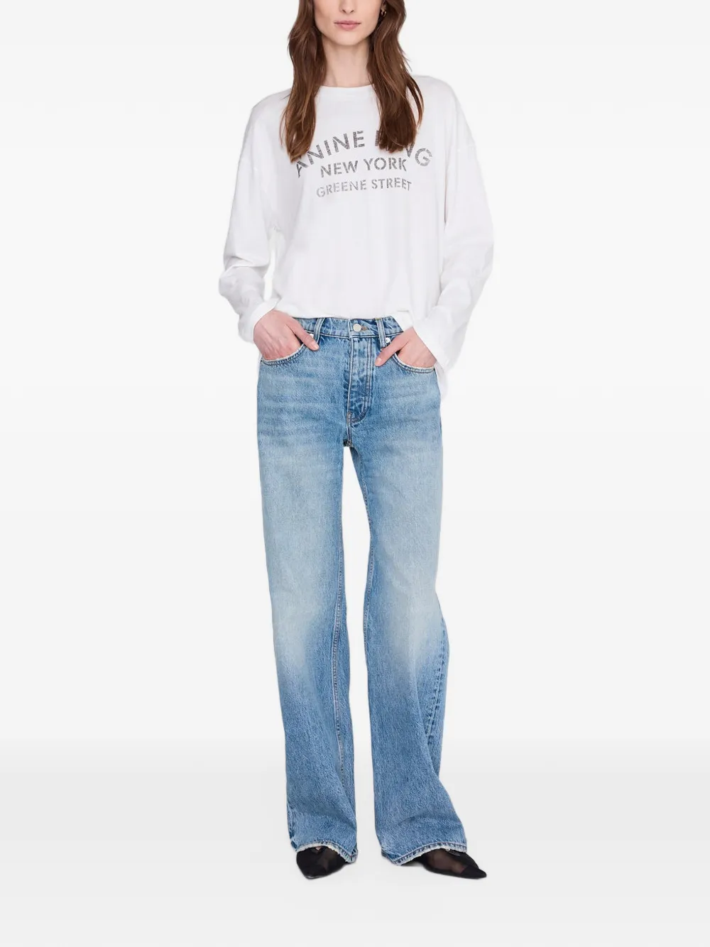 ANINE BING T-shirt met logoprint Wit