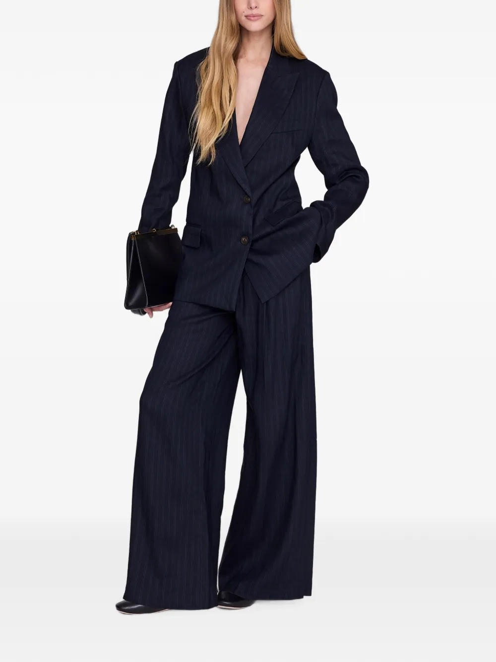 ANINE BING Paola krijtstreep broek Blauw