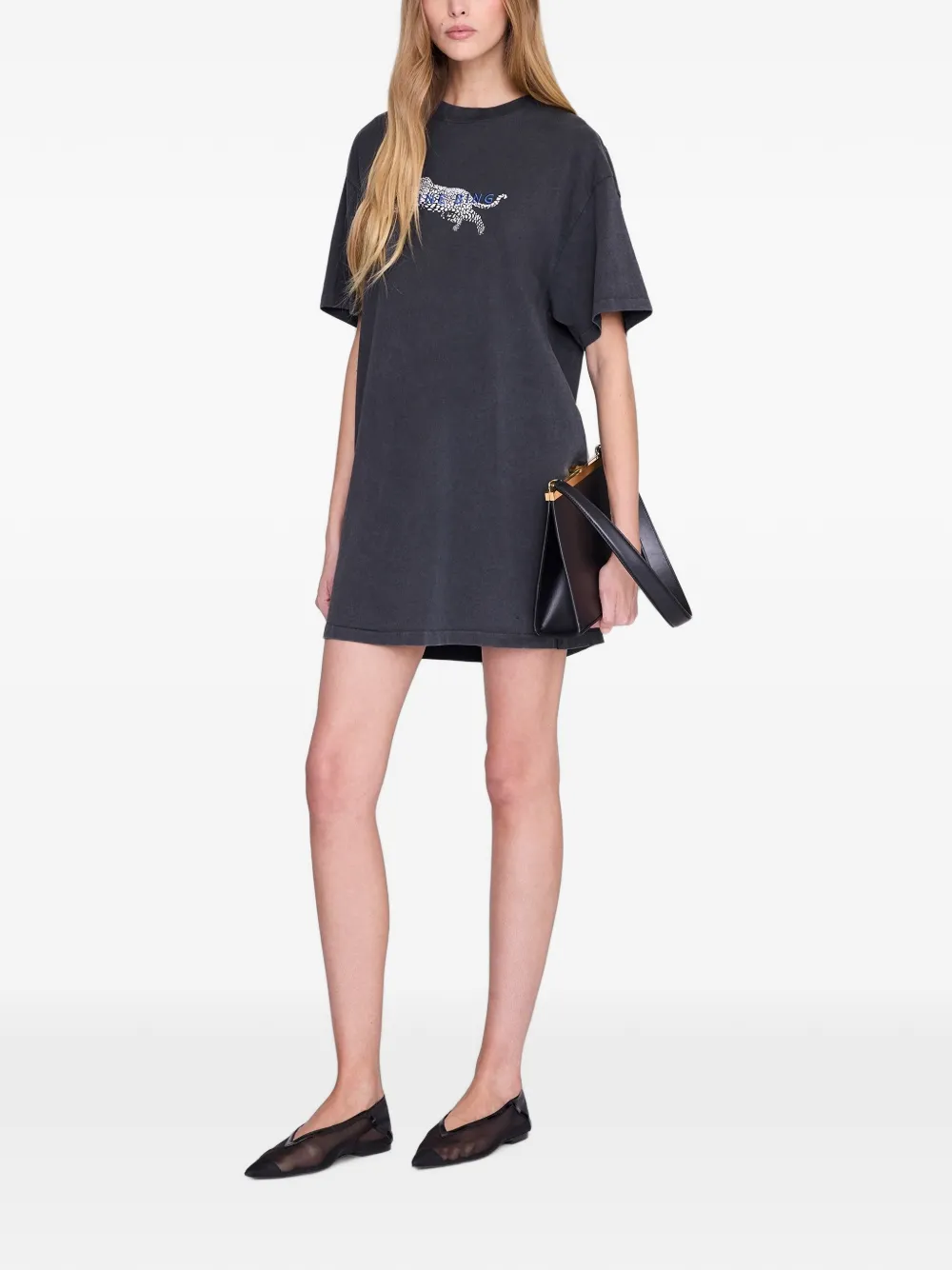 ANINE BING Beth mini-jurk met luipaard-print Zwart