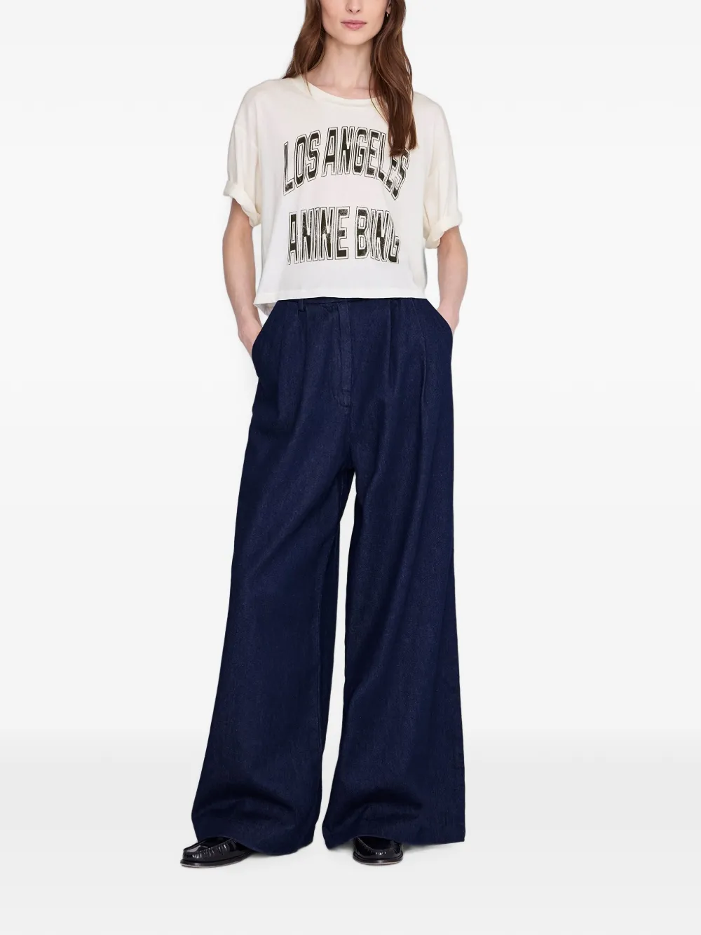 ANINE BING Johnny cropped T-shirt Wit