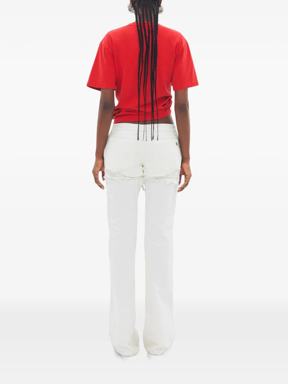 AREA T-shirt met geknoopt detail Rood
