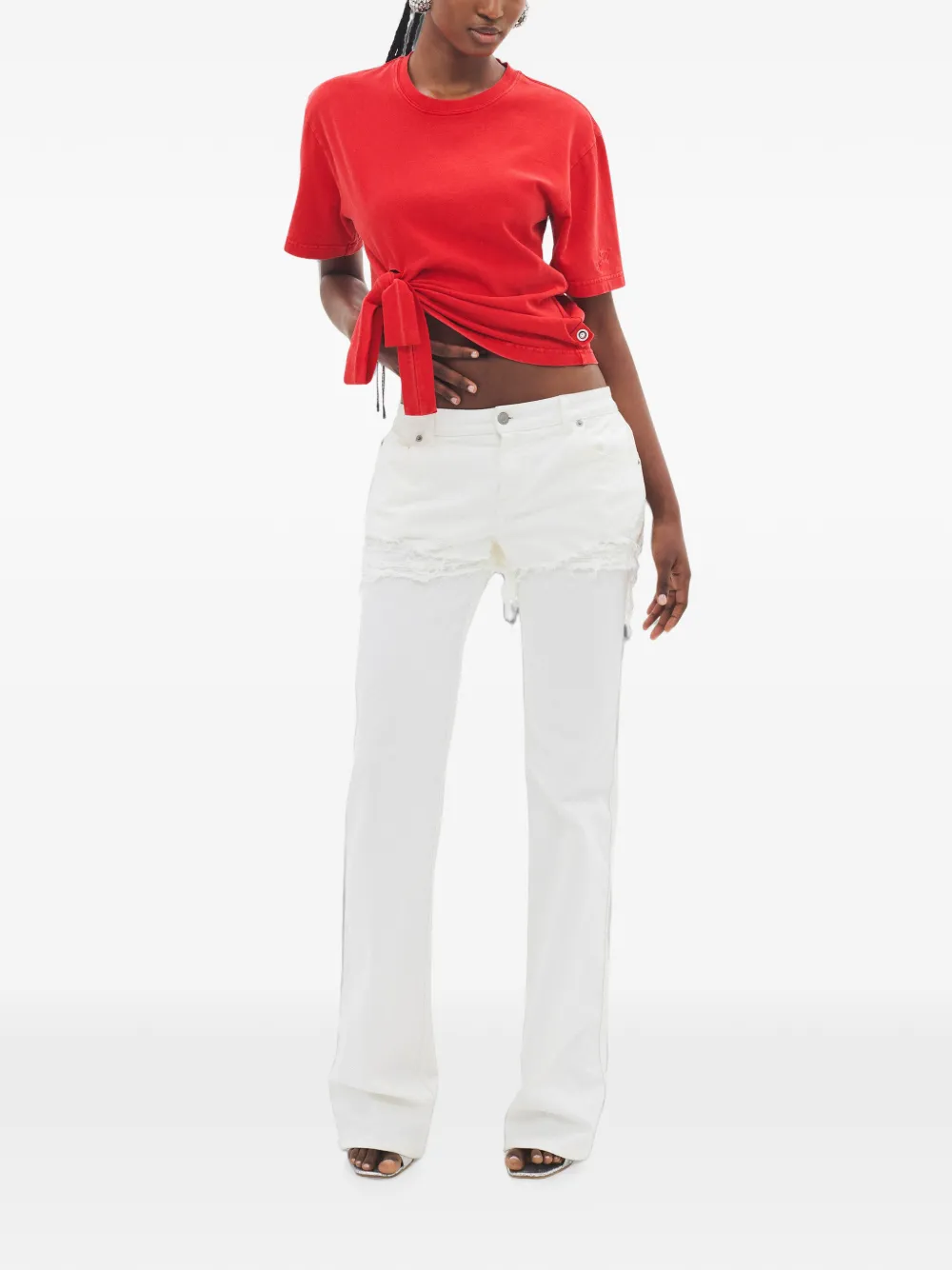 AREA T-shirt met geknoopt detail Rood