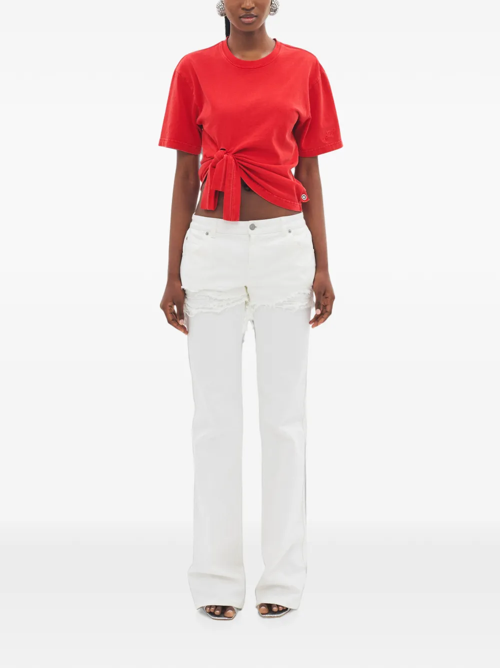 AREA T-shirt met geknoopt detail Rood